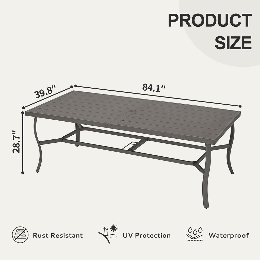 Ensemble de salle à manger de patio en aluminium EGEIROS LIFE AluLux 9 pièces avec coussins lavables