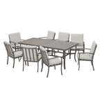 Ensemble de salle à manger de patio en aluminium EGEIROS LIFE AluLux 9 pièces avec coussins lavables