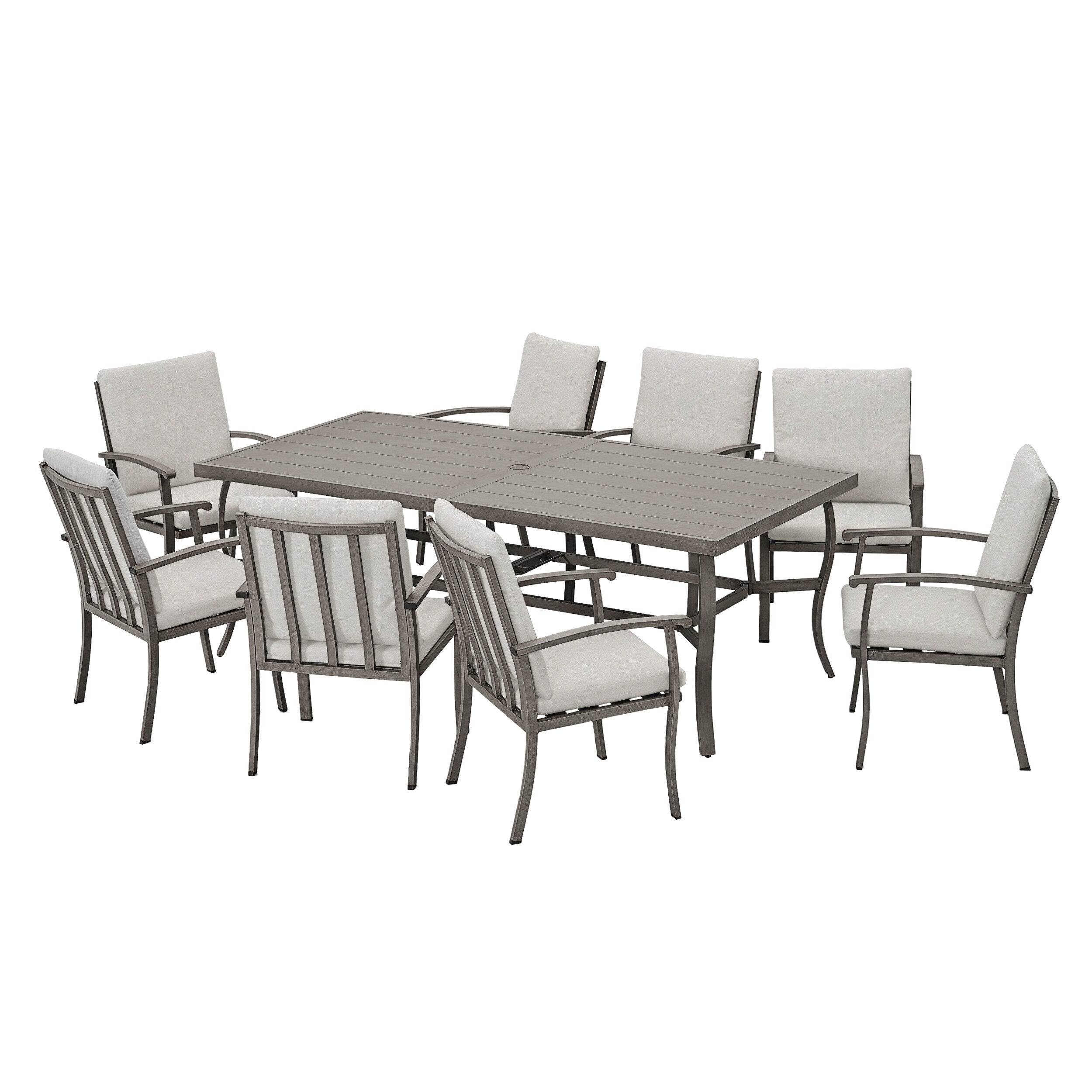 Ensemble de salle à manger de patio en aluminium EGEIROS LIFE AluLux 9 pièces avec coussins lavables