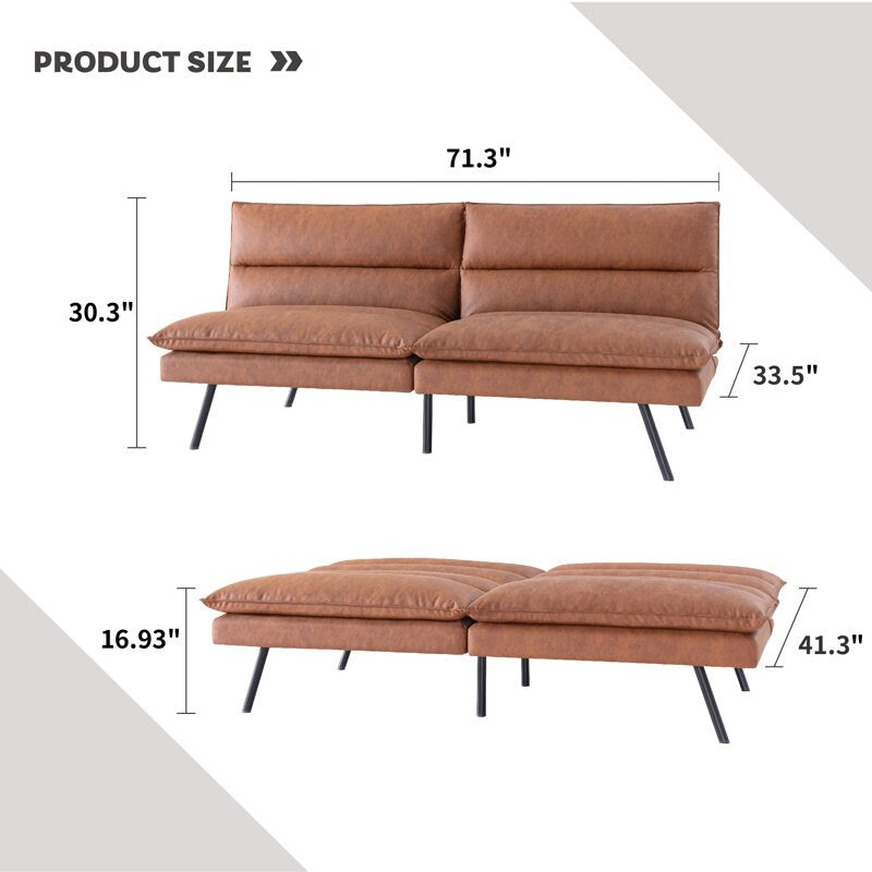 Canapé convertible en similicuir EGOHOME 71 avec dossier divisé