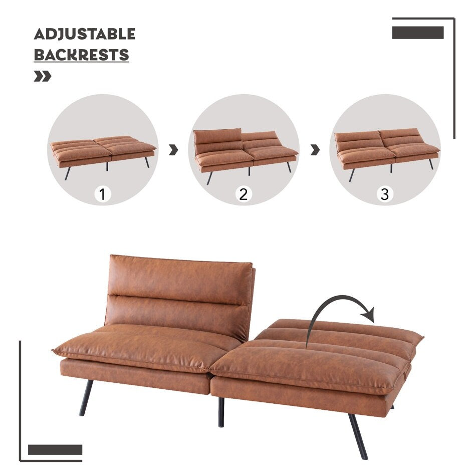 Canapé convertible en similicuir EGOHOME 71 avec dossier divisé