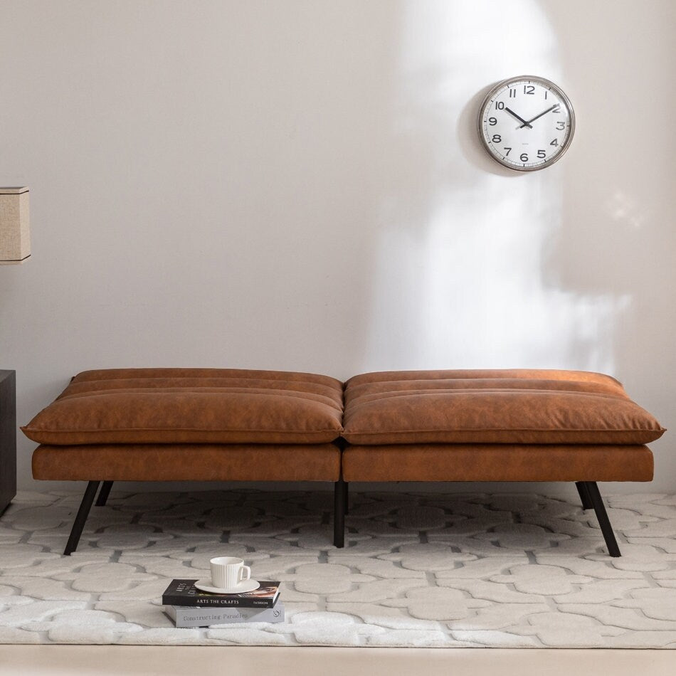 Canapé convertible en similicuir EGOHOME 71 avec dossier divisé