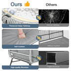 Ensemble de salon de jardin 3 pièces EROMMY avec table en verre, 2 fauteuils et coussins d'assise