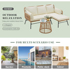 Ensemble de salon de jardin 3 pièces EROMMY avec table en verre, 2 fauteuils et coussins d'assise