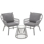 Ensemble de salon de jardin 3 pièces EROMMY avec table en verre, 2 fauteuils et coussins d'assise