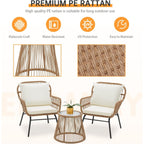 Ensemble de salon de jardin 3 pièces EROMMY avec table en verre, 2 fauteuils et coussins d'assise