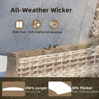 Ensemble de meubles de patio 4 pièces EROMMY avec chaises pivotantes à bascule, ensemble de conversation extérieur en osier avec canapé 3 places et table basse