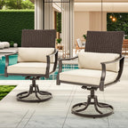 Ensemble de salle à manger d'extérieur EROMMY, chaises pivotantes à bascule, table rectangulaire avec trou pour parasol, ensemble de meubles de jardin pour jardin