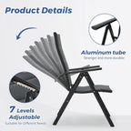 Ensemble de salle à manger de patio 7 pièces EROMMY avec chaises longues pliantes et table en aluminium, mobilier d'extérieur pour jardin, terrasse ou balcon.