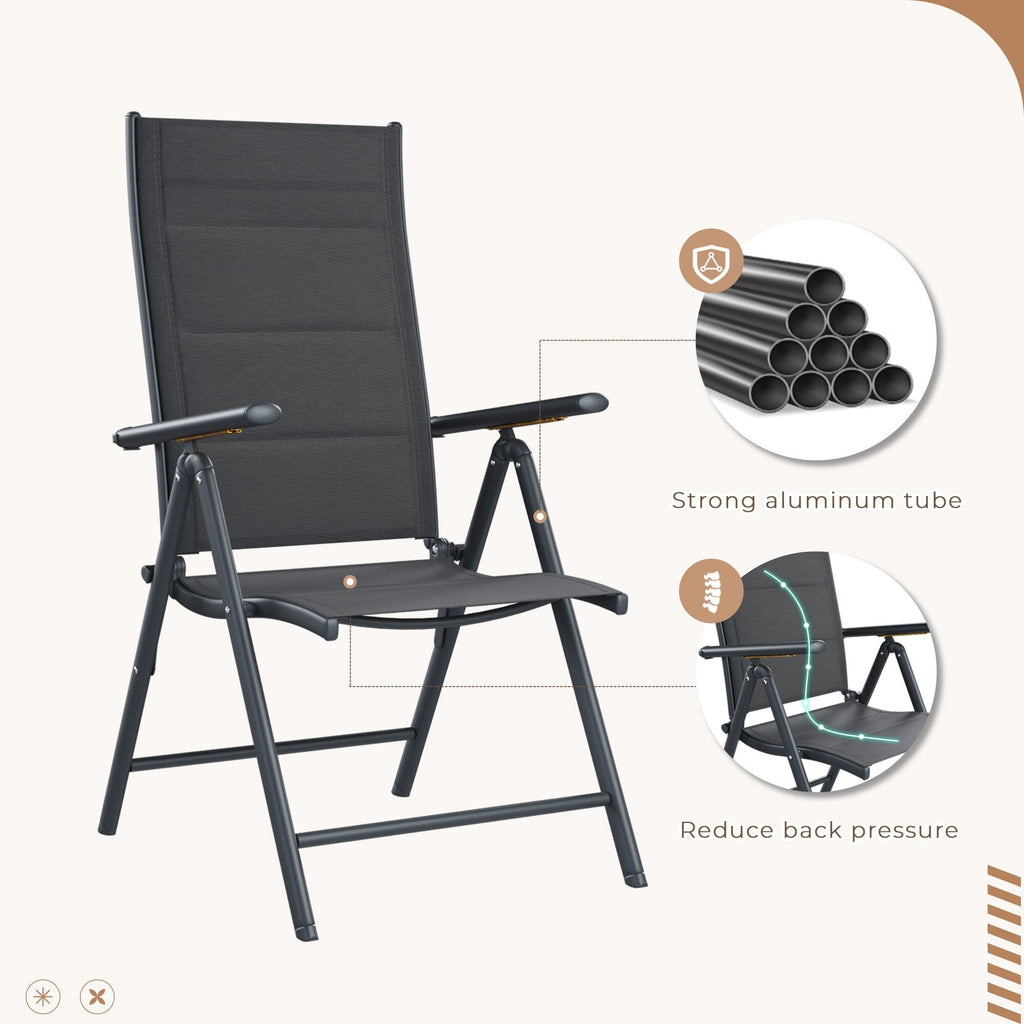 Ensemble de salle à manger de patio 7 pièces EROMMY avec chaises longues pliantes et table en aluminium, mobilier d'extérieur pour jardin, terrasse ou balcon.