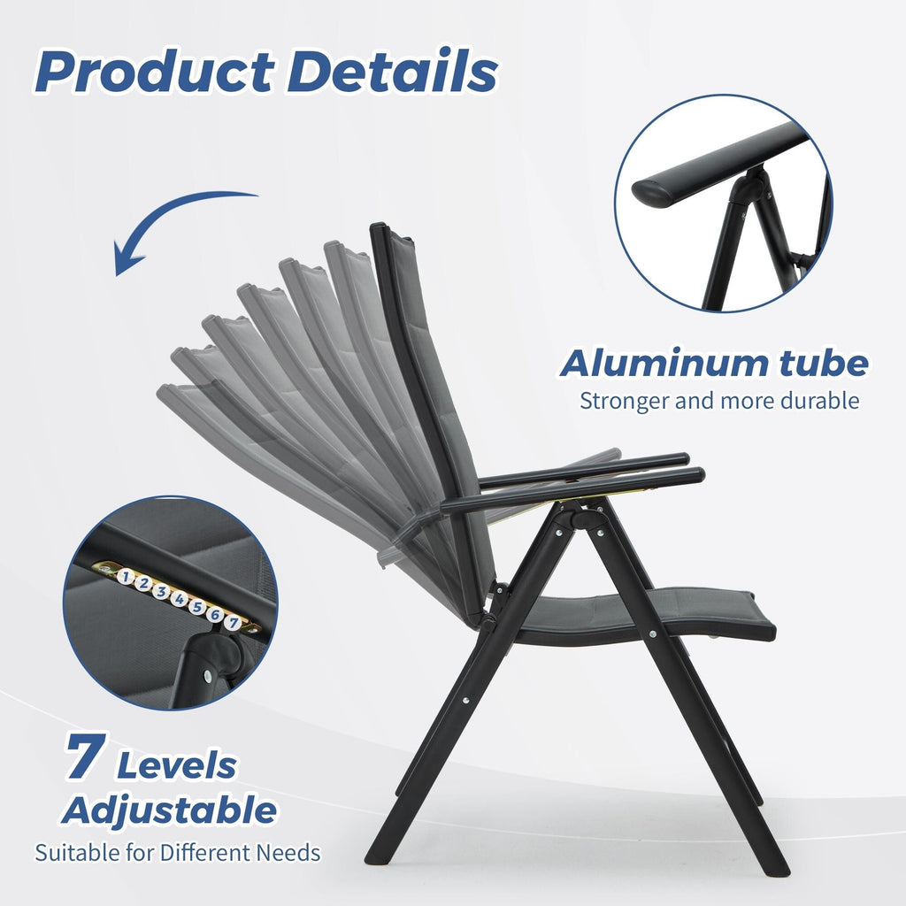 Ensemble de salle à manger de patio 7 pièces EROMMY avec chaises longues pliantes et table en aluminium, mobilier d'extérieur pour jardin, terrasse ou balcon.
