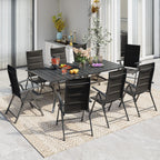 Ensemble de salle à manger de patio 7 pièces EROMMY avec chaises longues pliantes et table en aluminium, mobilier d'extérieur pour jardin, terrasse ou balcon.