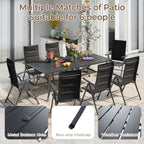 Ensemble de salle à manger de patio 7 pièces EROMMY avec chaises longues pliantes et table en aluminium, mobilier d'extérieur pour jardin, terrasse ou balcon.
