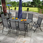 Ensemble de salle à manger de patio 7 pièces EROMMY avec chaises longues pliantes et table en aluminium, mobilier d'extérieur pour jardin, terrasse ou balcon.