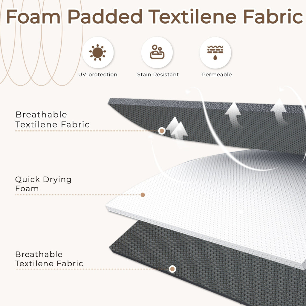 Ensemble de salle à manger de patio 7 pièces EROMMY avec chaises longues pliantes et table en aluminium, mobilier d'extérieur pour jardin, terrasse ou balcon.
