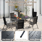 Ensemble de salle à manger de patio 7 pièces EROMMY avec chaises longues pliantes et table en aluminium, mobilier d'extérieur pour jardin, terrasse ou balcon.