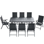 Ensemble de salle à manger de patio 7 pièces EROMMY avec chaises longues pliantes et table en aluminium, mobilier d'extérieur pour jardin, terrasse ou balcon.