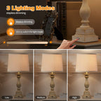 Lot de 2 lampes de chevet EROMMY avec deux ports USB, 2 ampoules incluses et commande tactile à 3 positions. Idéal pour le salon et la chambre.