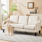 Canapé 3 places moderne en tissu EROMMY, canapé de salon ergonomique avec coussins lavables et pieds en bois massif, gris ou beige