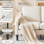 Canapé 3 places moderne en tissu EROMMY, canapé de salon ergonomique avec coussins lavables et pieds en bois massif, gris ou beige