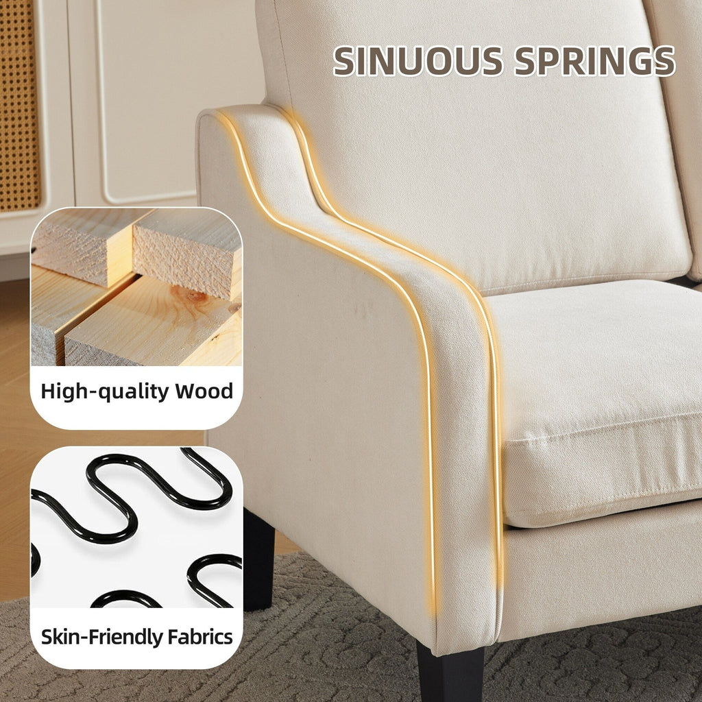 Canapé 3 places moderne en tissu EROMMY, canapé de salon ergonomique avec coussins lavables et pieds en bois massif, gris ou beige