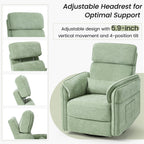 Fauteuil inclinable pivotant et électrique EROMMY avec appui-tête et accoudoirs réglables, chargement USB et Type-C, fauteuil inclinable pour chambre d'enfant