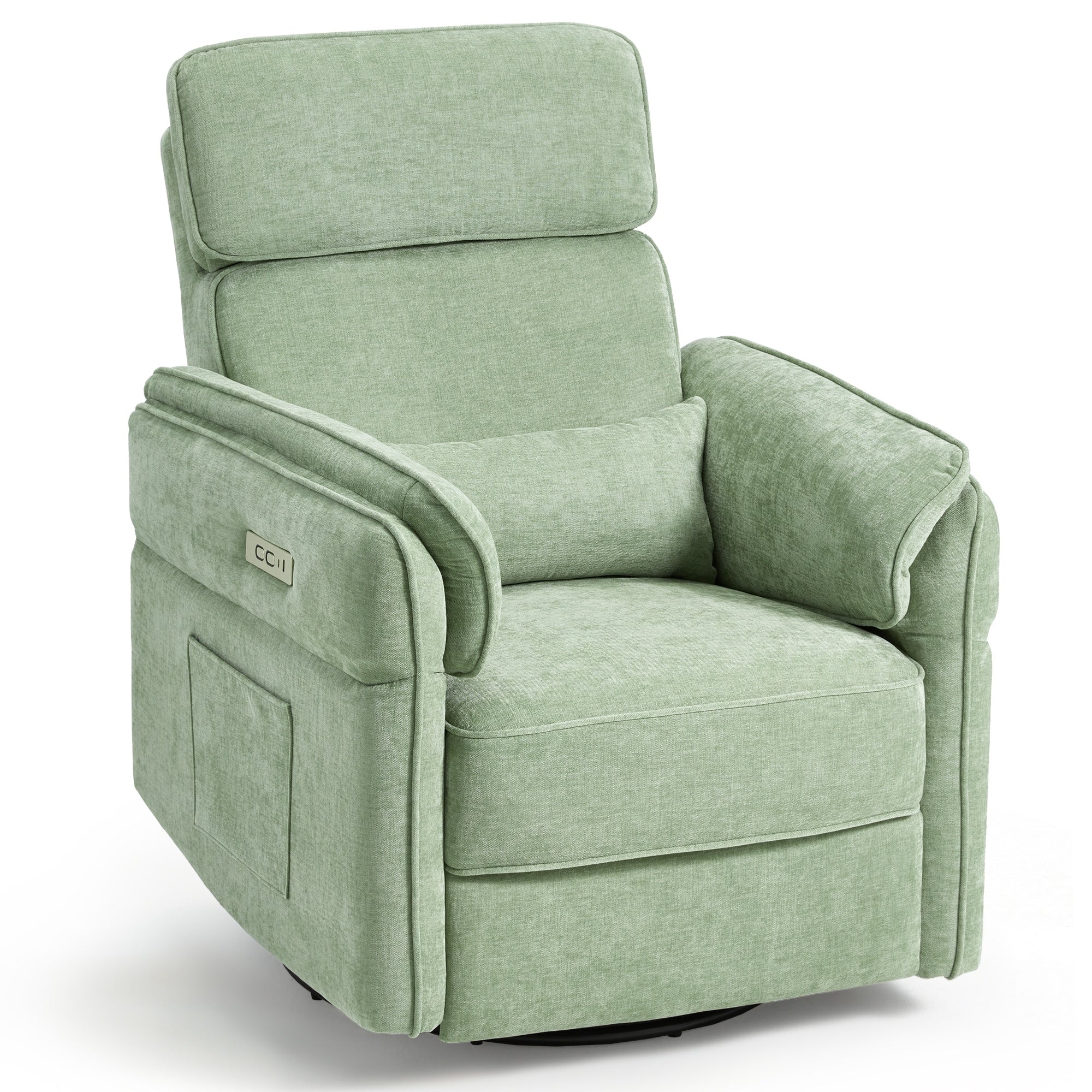 Fauteuil inclinable pivotant et électrique EROMMY avec appui-tête et accoudoirs réglables, chargement USB et Type-C, fauteuil inclinable pour chambre d'enfant