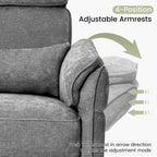 Fauteuil inclinable pivotant et électrique EROMMY avec appui-tête et accoudoirs réglables, chargement USB et Type-C, fauteuil inclinable pour chambre d'enfant