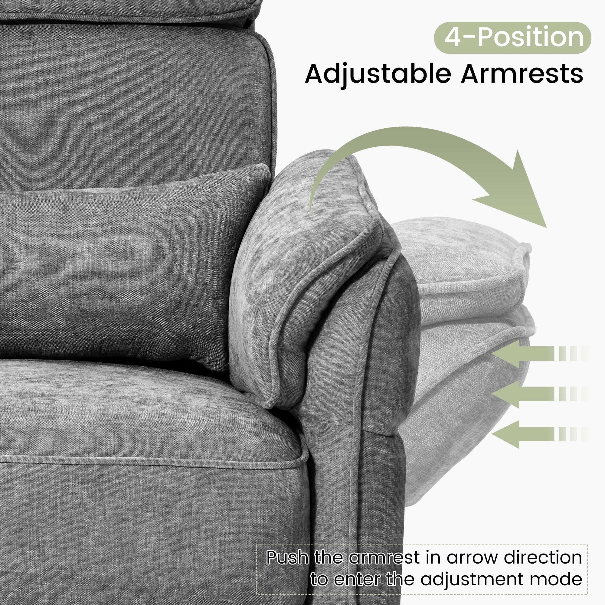 Fauteuil inclinable pivotant et électrique EROMMY avec appui-tête et accoudoirs réglables, chargement USB et Type-C, fauteuil inclinable pour chambre d'enfant