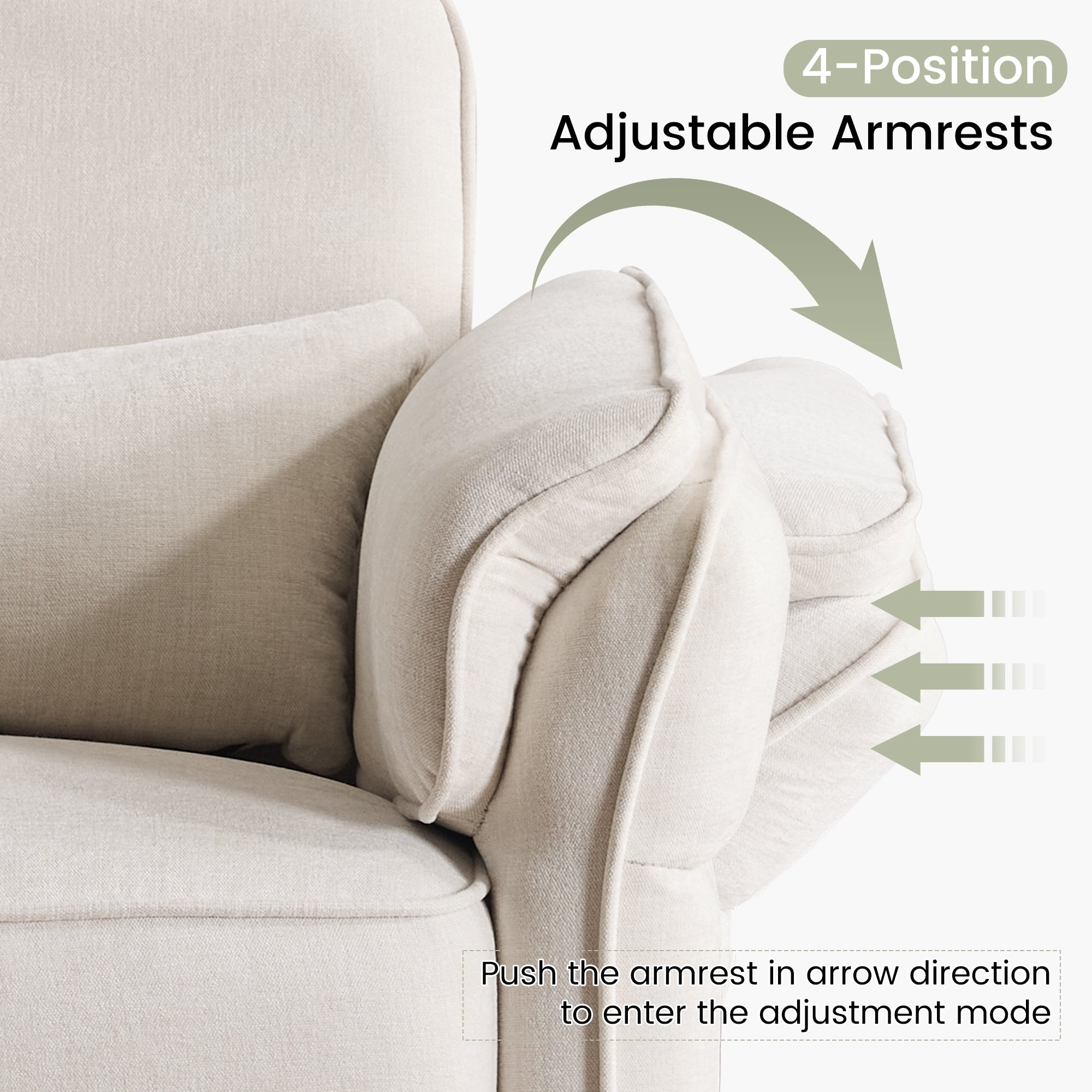 Fauteuil inclinable pivotant et électrique EROMMY avec appui-tête et accoudoirs réglables, chargement USB et Type-C, fauteuil inclinable pour chambre d'enfant