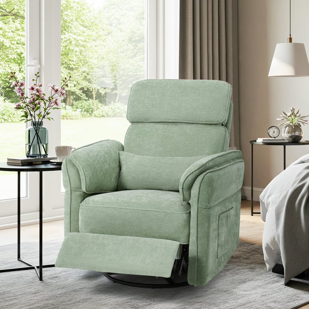 Fauteuil inclinable pivotant et électrique EROMMY avec appui-tête et accoudoirs réglables, chargement USB et Type-C, fauteuil inclinable pour chambre d'enfant