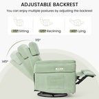 Fauteuil inclinable pivotant et électrique EROMMY avec appui-tête et accoudoirs réglables, chargement USB et Type-C, fauteuil inclinable pour chambre d'enfant