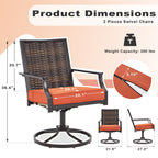 Lot de 2 chaises pivotantes EROMMY pour salle à manger, en osier et aluminium, avec cadre en aluminium résistant aux intempéries.