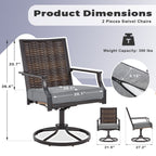 Lot de 2 chaises pivotantes EROMMY pour salle à manger, en osier et aluminium, avec cadre en aluminium résistant aux intempéries.