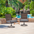 Lot de 2 chaises pivotantes EROMMY pour salle à manger, en osier et aluminium, avec cadre en aluminium résistant aux intempéries.