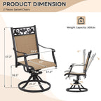 Lot de 2 chaises pivotantes EROMMY pour salle à manger, en osier et aluminium, avec cadre en aluminium résistant aux intempéries.