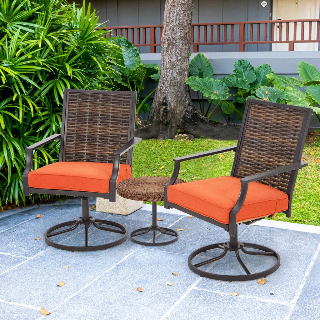 Lot de 2 chaises pivotantes EROMMY pour salle à manger, en osier et aluminium, avec cadre en aluminium résistant aux intempéries.