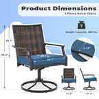 Lot de 2 chaises pivotantes EROMMY pour salle à manger, en osier et aluminium, avec cadre en aluminium résistant aux intempéries.