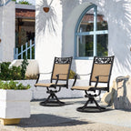 Lot de 2 chaises pivotantes EROMMY pour salle à manger, en osier et aluminium, avec cadre en aluminium résistant aux intempéries.