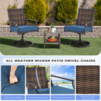 Lot de 2 chaises pivotantes EROMMY pour salle à manger, en osier et aluminium, avec cadre en aluminium résistant aux intempéries.