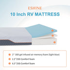 Matelas hybrides pour camping-car ESHINE 10 pouces, offrant un excellent soutien