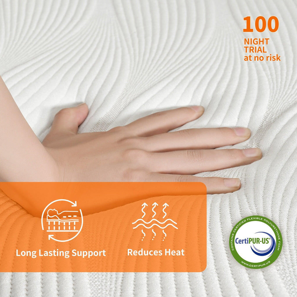 Matelas hybride en mousse à mémoire de forme ESHINE 14 pouces pour lit réglable