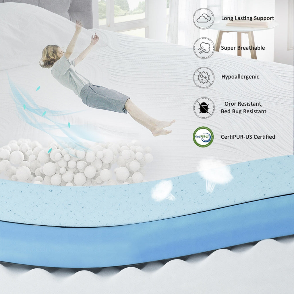 Matelas en mousse à mémoire de forme gel 10 pouces, confort moyen