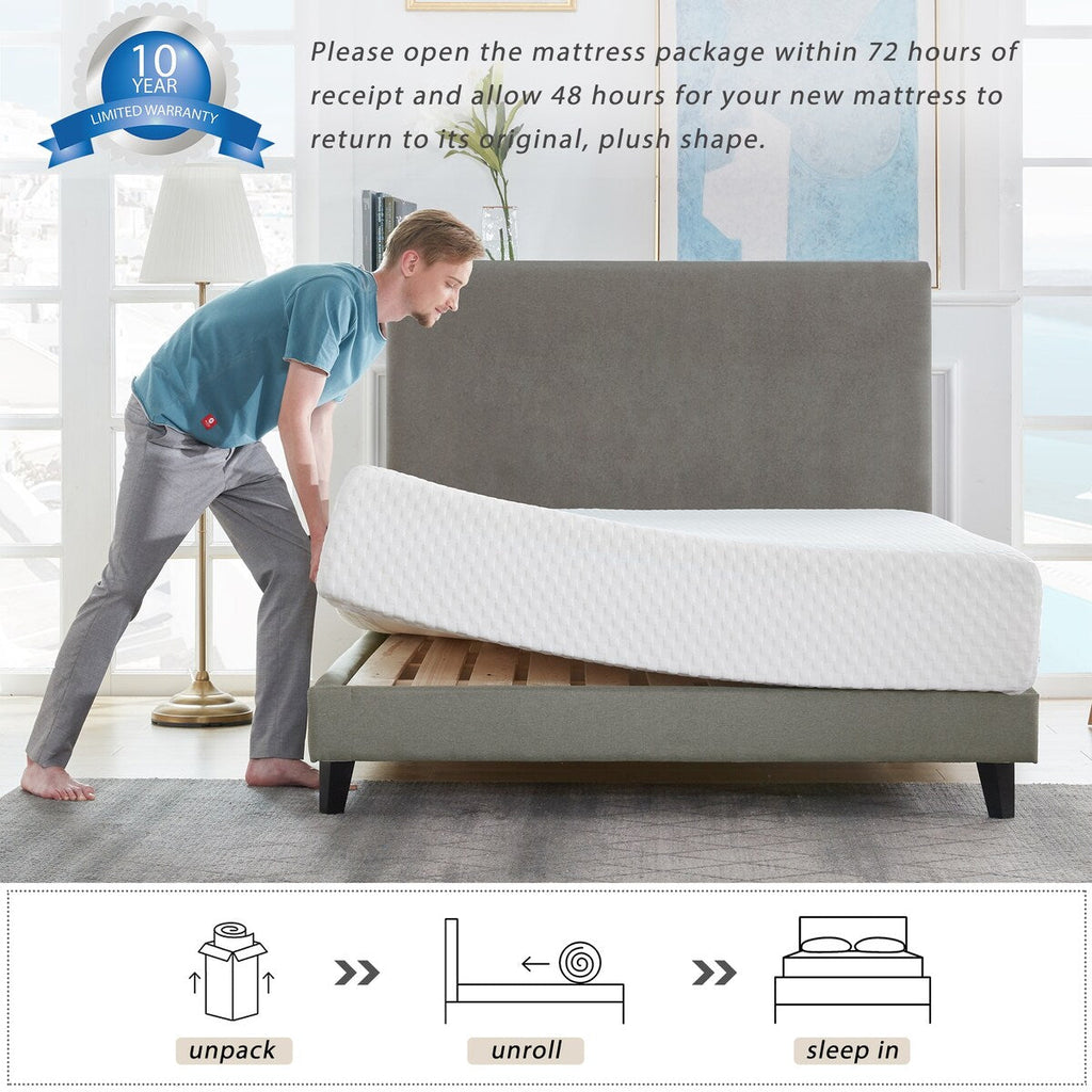 Matelas en mousse à mémoire de forme gel de 12 pouces pour un sommeil frais et un confort moyen