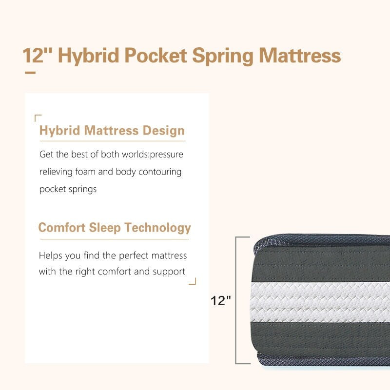 Matelas hybride à ressorts ensachés de 12 pouces