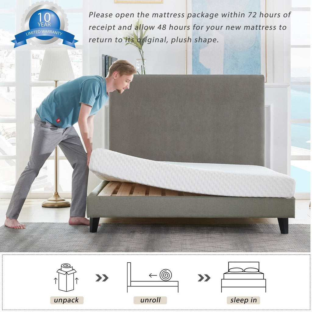 Matelas en mousse à mémoire de forme gel 6 pouces, confort moyen