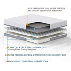 Matelas en mousse à mémoire de forme infusé de gel et de charbon de bois de 8 pouces, confort moyen