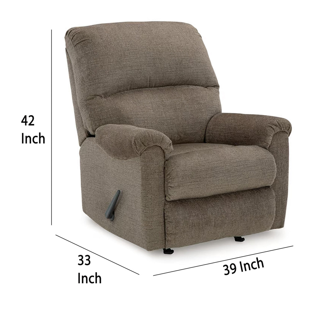 Fauteuil inclinable à bascule manuel Ead, mousse moelleuse, polyester marron muscade