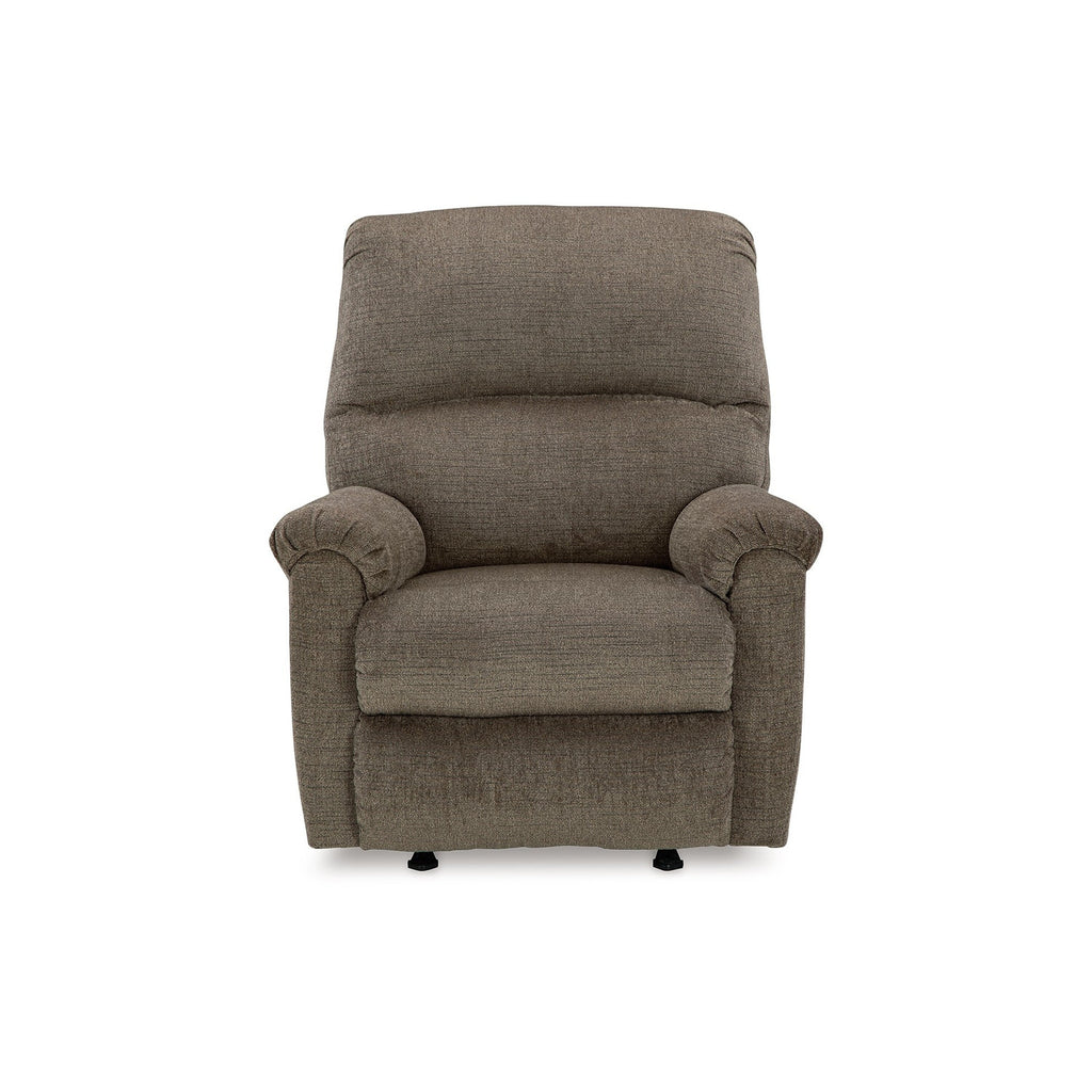 Fauteuil inclinable à bascule manuel Ead, mousse moelleuse, polyester marron muscade