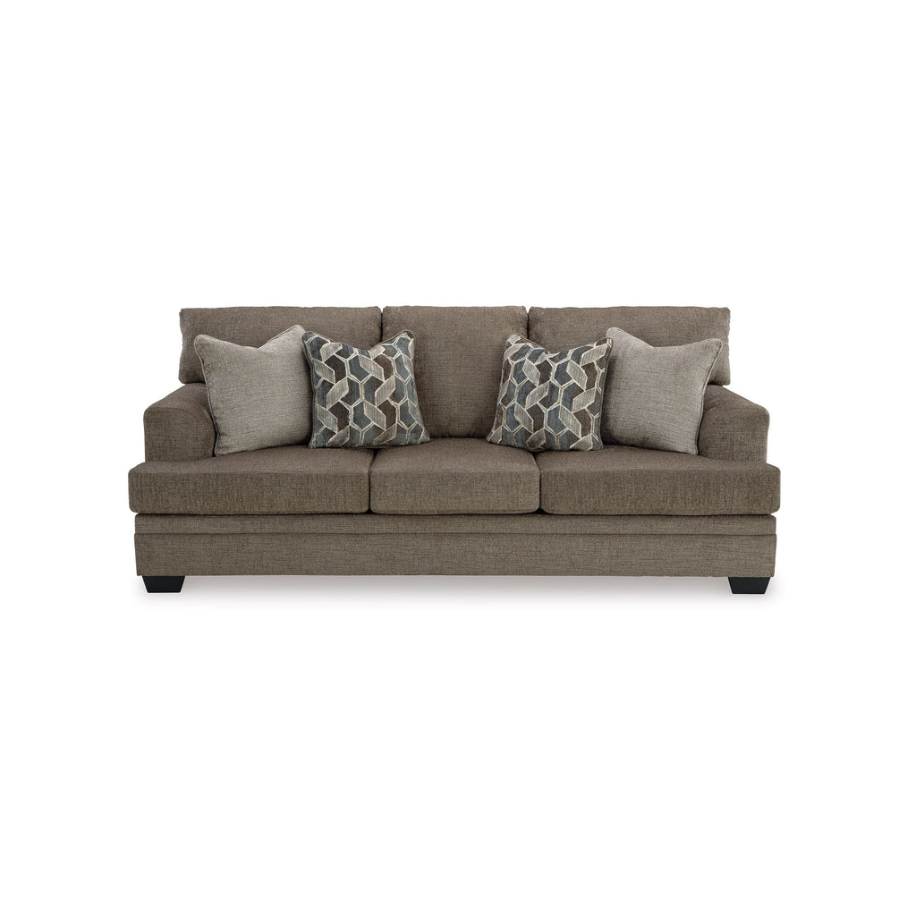 Canapé-lit Queen Size Ead, 4 coussins décoratifs, polyester marron muscade